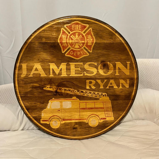 Personalized Firetruck Wood Name Sign: Firefighter Baby Nursery Decor