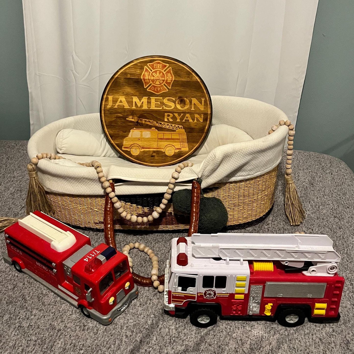 Personalized Firetruck Wood Name Sign: Firefighter Baby Nursery Decor