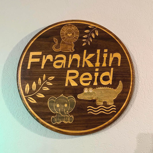 Handcrafted Wood Name Sign: Custom Stained Nursery Decor
