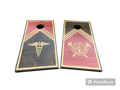 Fire Fighter or Nursing Cornhole Boards Full Game Set