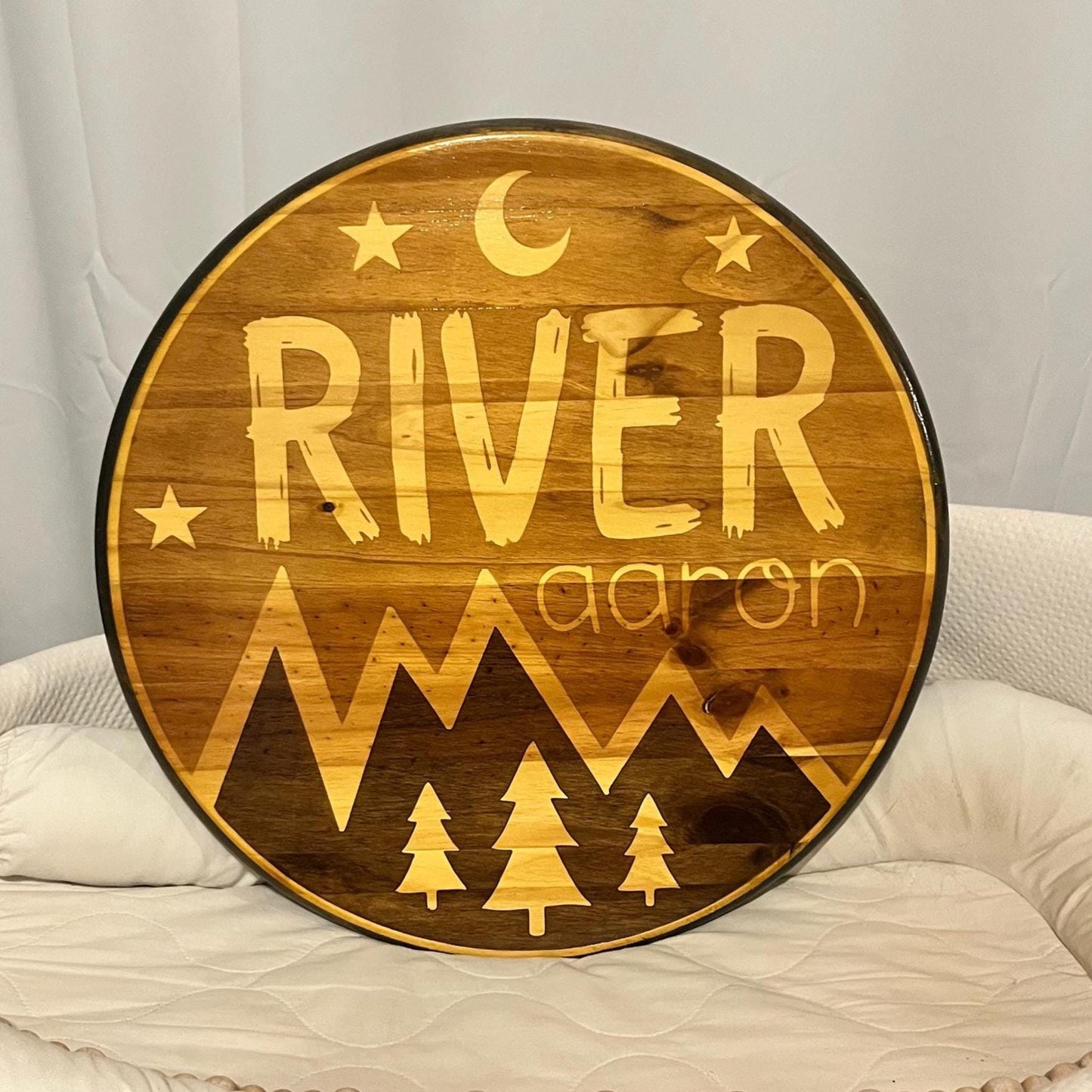 Personalized Wood Name Sign: Handcrafted Mountain Nursery Decor