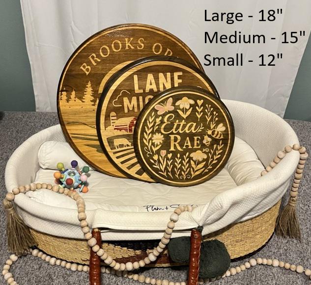 Custom Wood Name Sign: Stained Nursery Mountain Decor