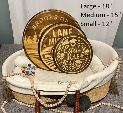 Custom Wood Name Sign: Stained Nursery Mountain Decor