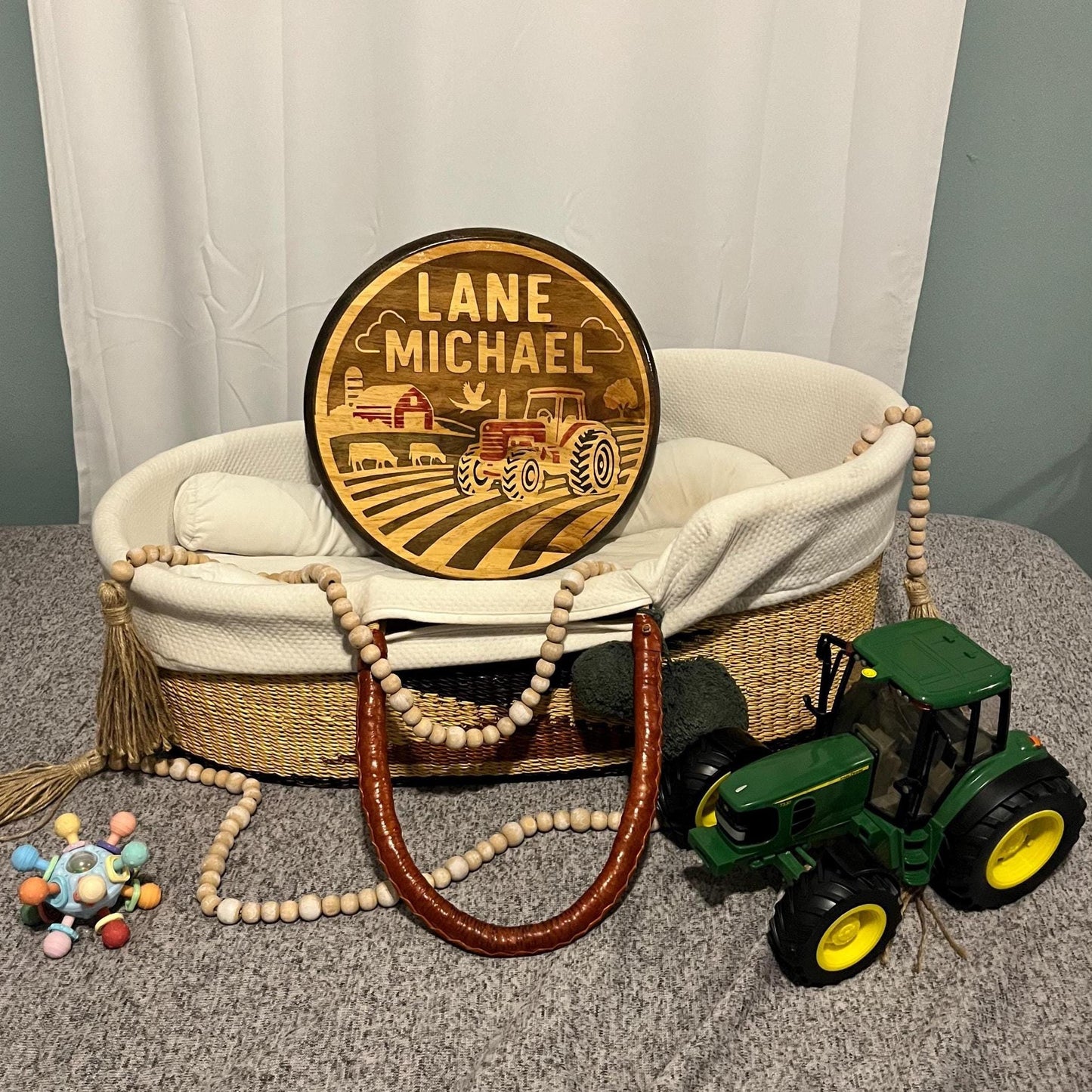 Personalized Tractor Wood Name Sign - Handcrafted Farm Nursery Decor