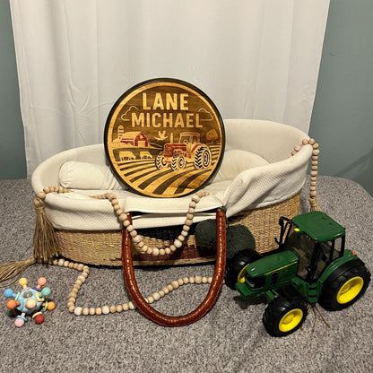 Personalized Tractor Wood Name Sign - Handcrafted Farm Nursery Decor