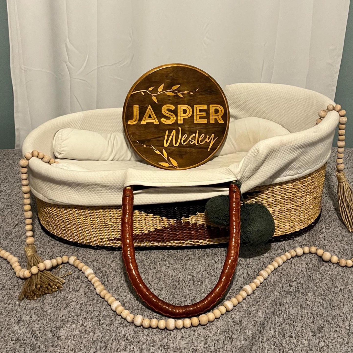 Personalized Wood Name Sign: Hand Stained Floral Nursery Decor