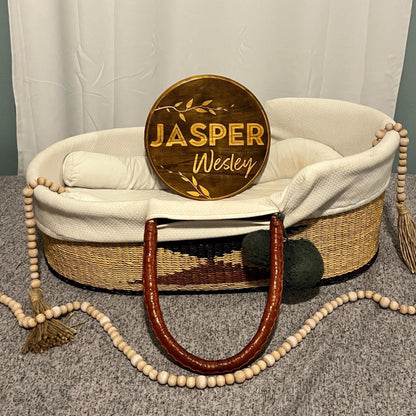 Personalized Wood Name Sign: Hand Stained Floral Nursery Decor