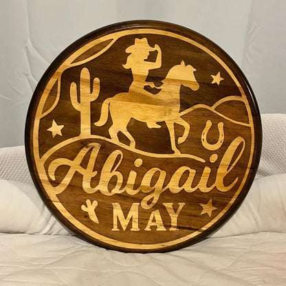 Personalized Wood Name Sign: Cowgirl Western Decor
