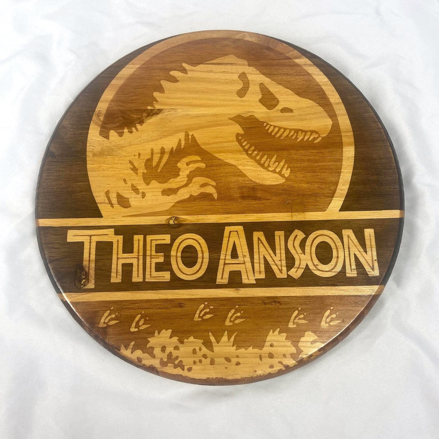 Handcrafted Jurassic Dinosaur Wood Name Sign - Custom Nursery Decor
