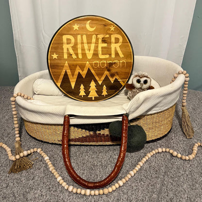Personalized Wood Name Sign: Handcrafted Mountain Nursery Decor