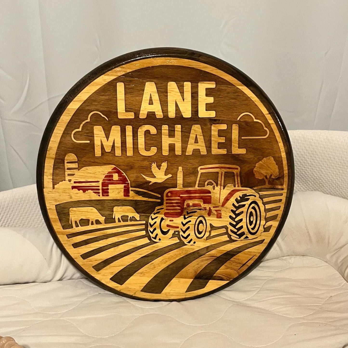 Personalized Tractor Wood Name Sign - Handcrafted Farm Nursery Decor