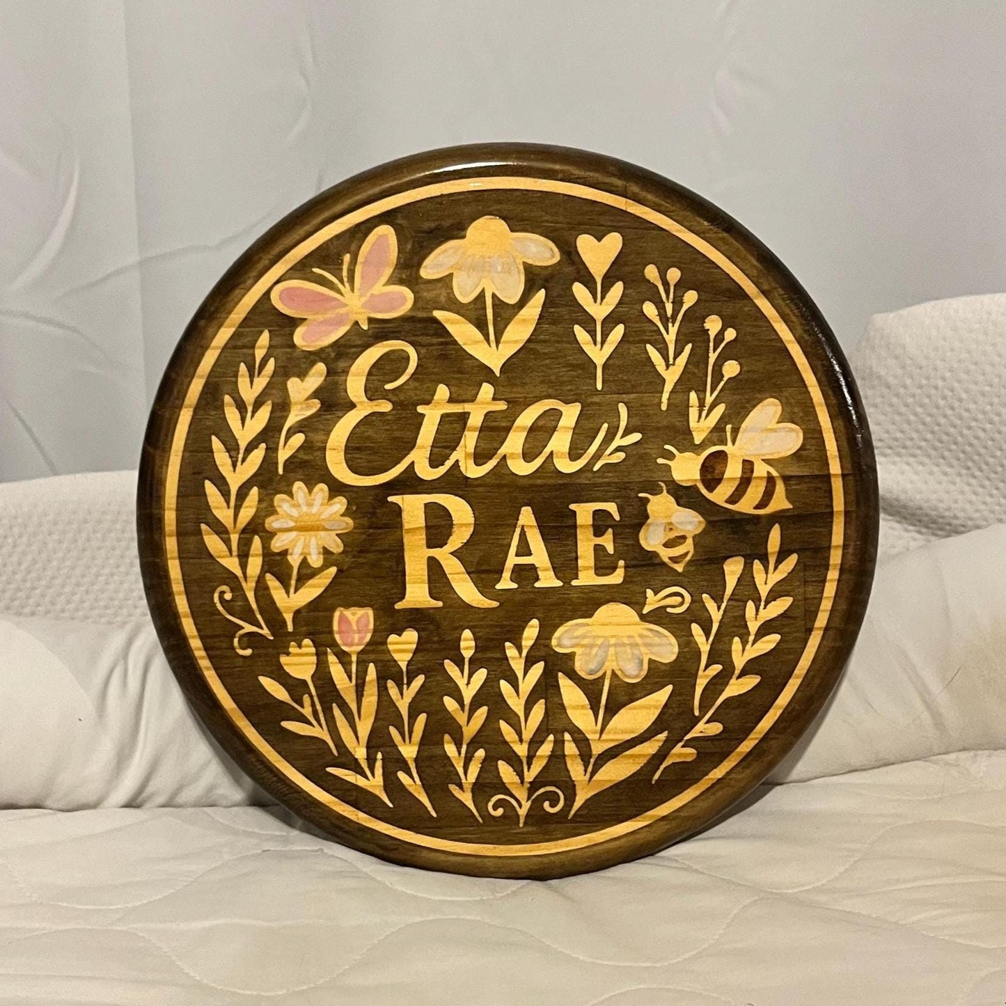 Personalized Wood Name Sign: Wildflower Nursery Decor