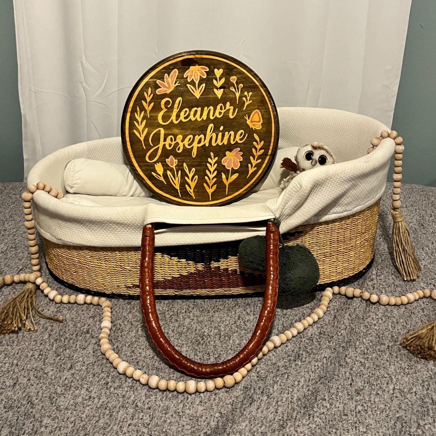 Personalized Wood Name Sign: Girly Wildflower Nursery Wall Art