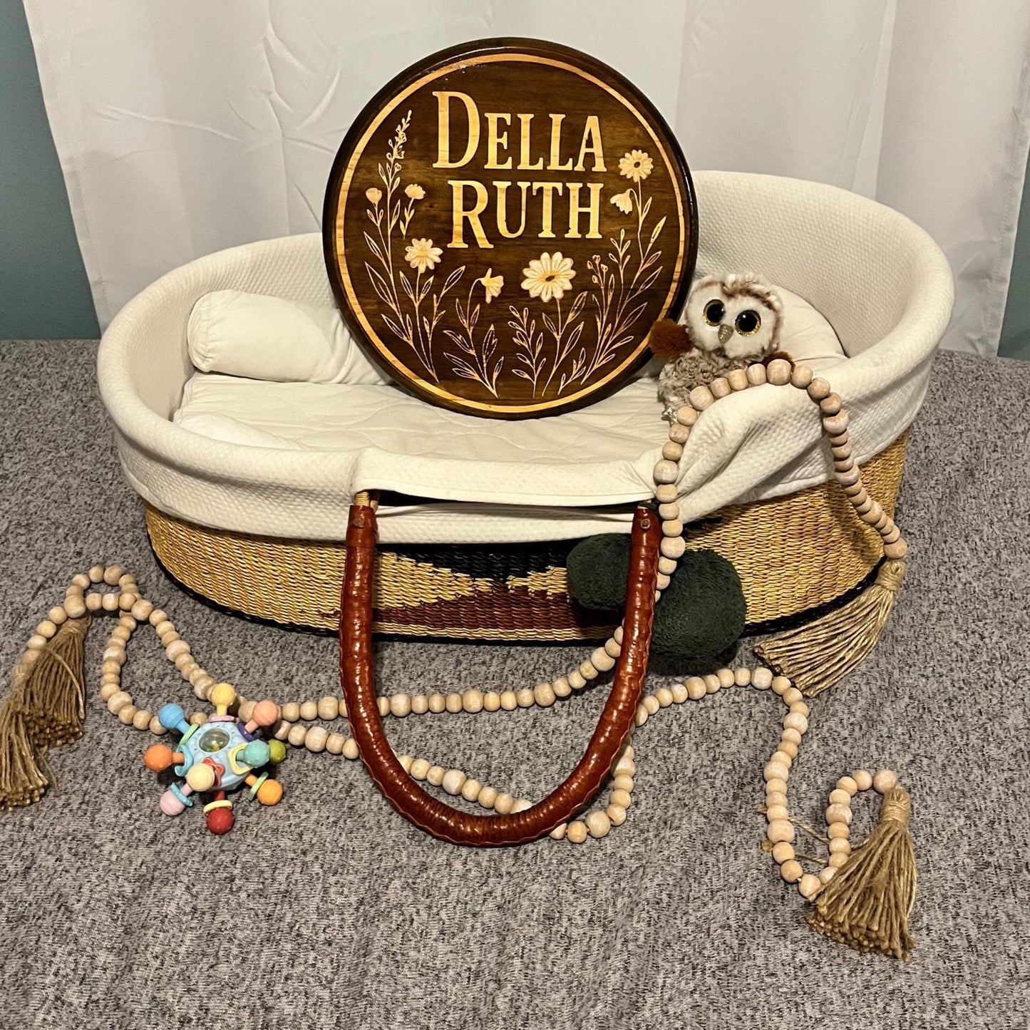 Personalized Wood Name Sign: Handcrafted Stained Wildflower Nursery Decor