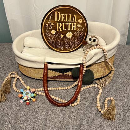 Personalized Wood Name Sign: Handcrafted Stained Wildflower Nursery Decor