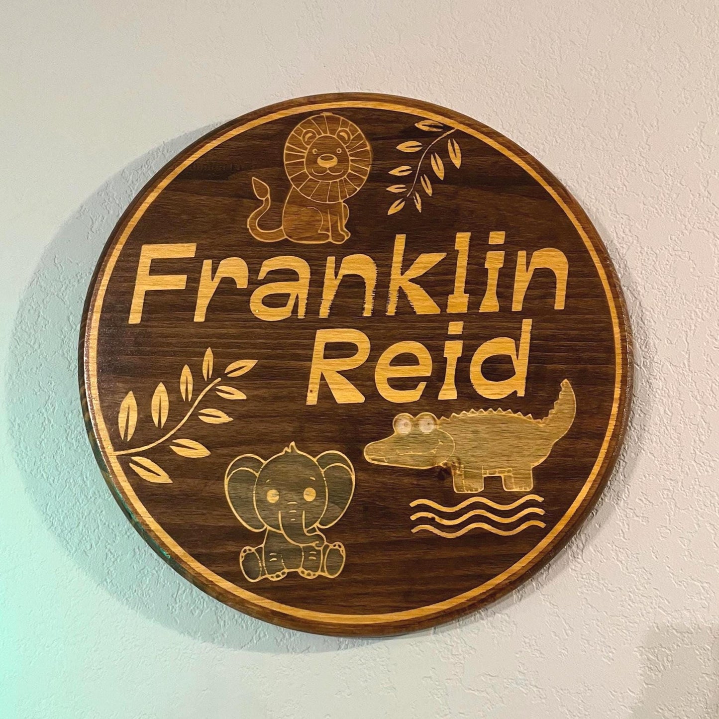 Handcrafted Wood Name Sign: Custom Stained Nursery Decor