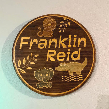 Handcrafted Wood Name Sign: Custom Stained Nursery Decor
