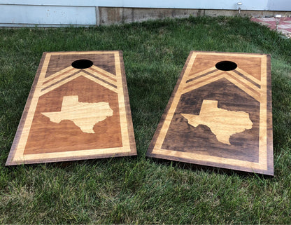 Texas Cornhole Boards, Rustic Design with optional Scorekeeper Scoreboards and Bags