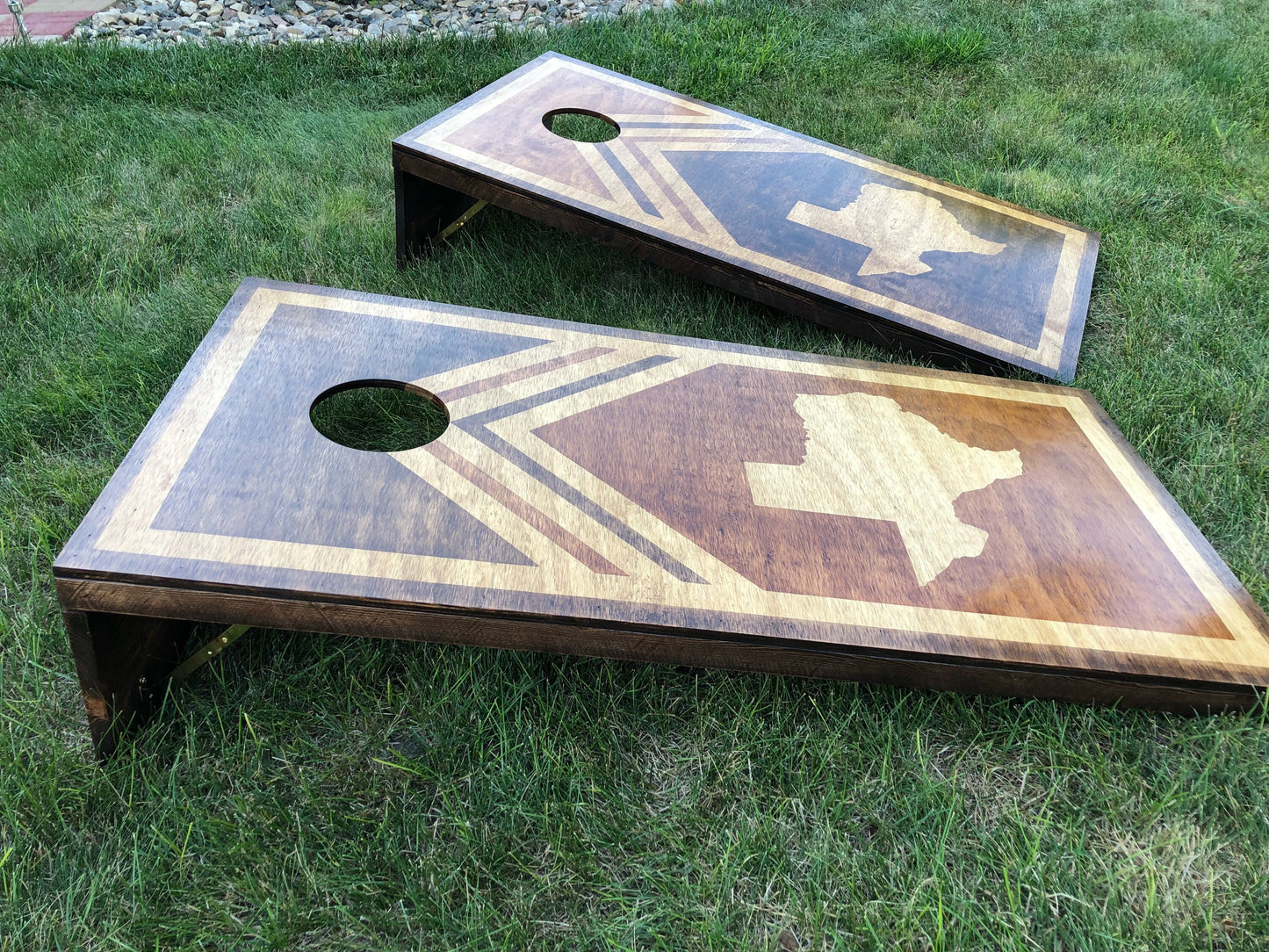 Texas Cornhole Boards, Rustic Design with optional Scorekeeper Scoreboards and Bags