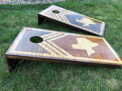 Texas Cornhole Boards, Rustic Design with optional Scorekeeper Scoreboards and Bags